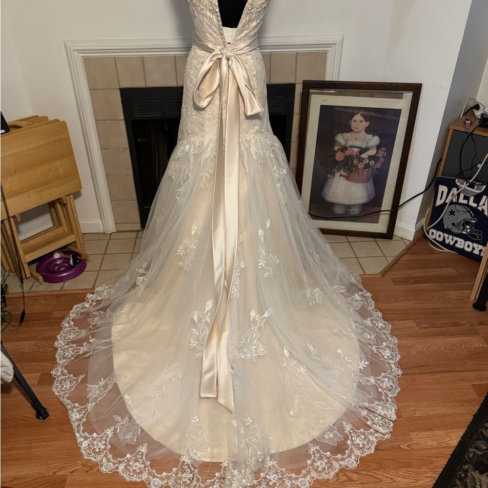 Coco Anais Cream Strapless Crystal and Lace Wedding Dress - Picture 5 of 9